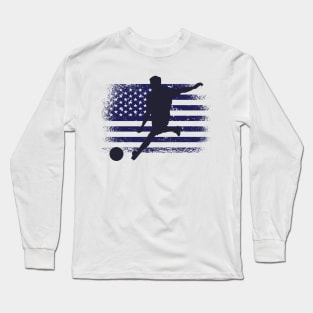 USA Soccer Fan Jersey Shirt American Flag Long Sleeve T-Shirt